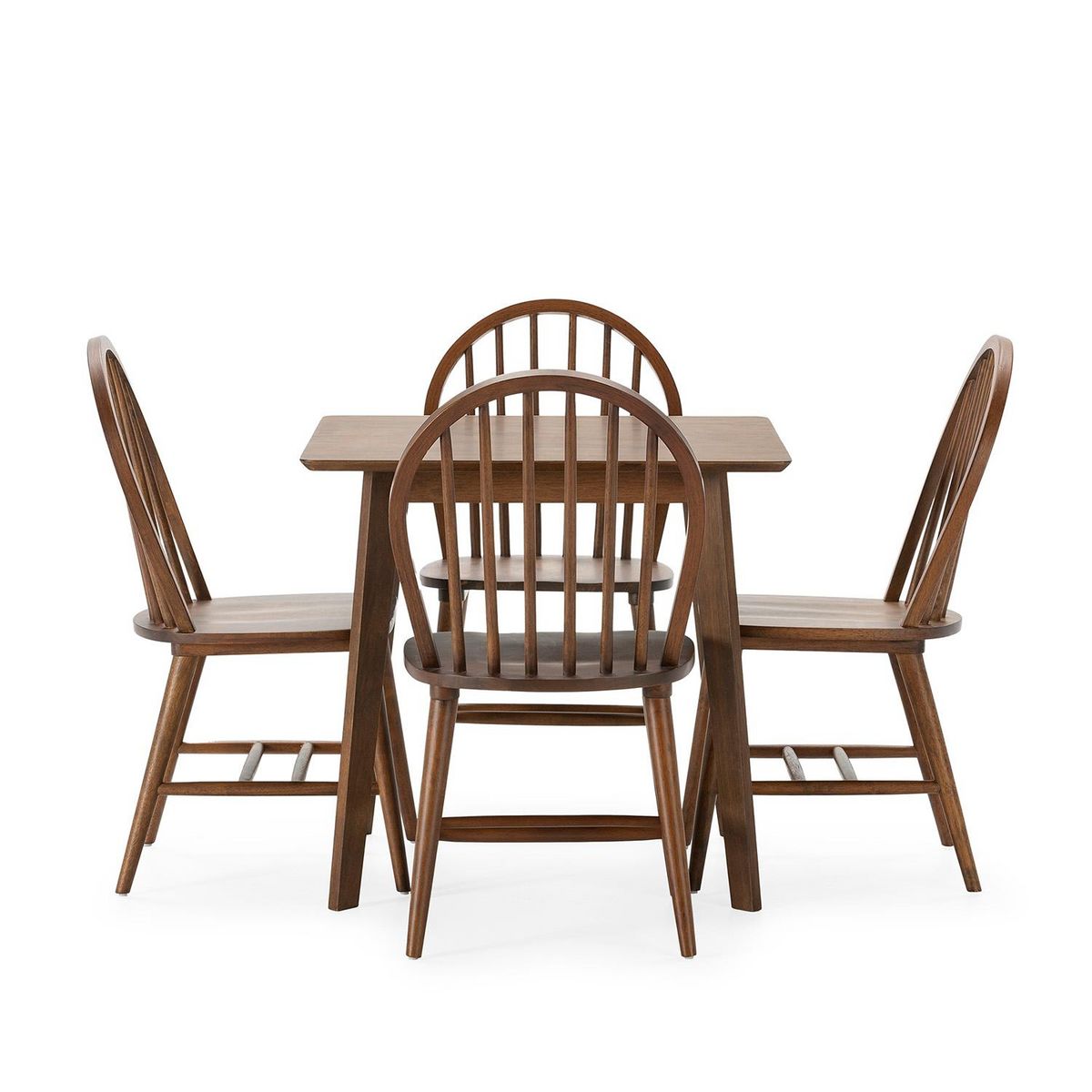 VS VENTA-STOCK Ensemble table 80x80 cm et 4 chaises de salle à manger Clarck Noyer