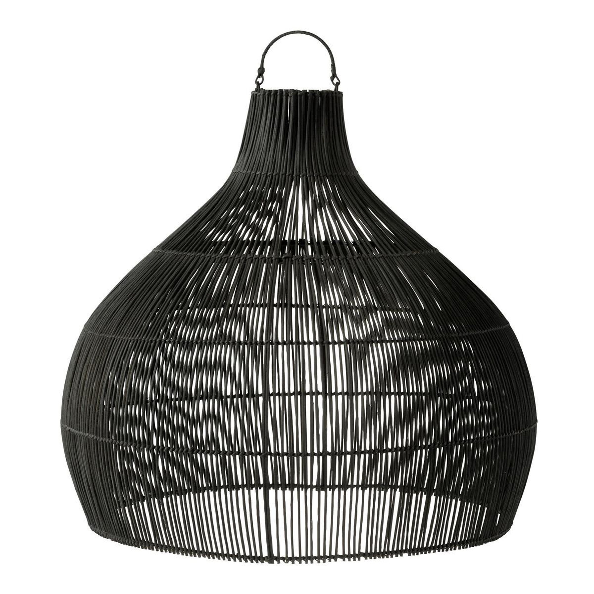Voir la diapositive 1 : J-LINE Abat-jour poire en rotin  lyna  83cm noir