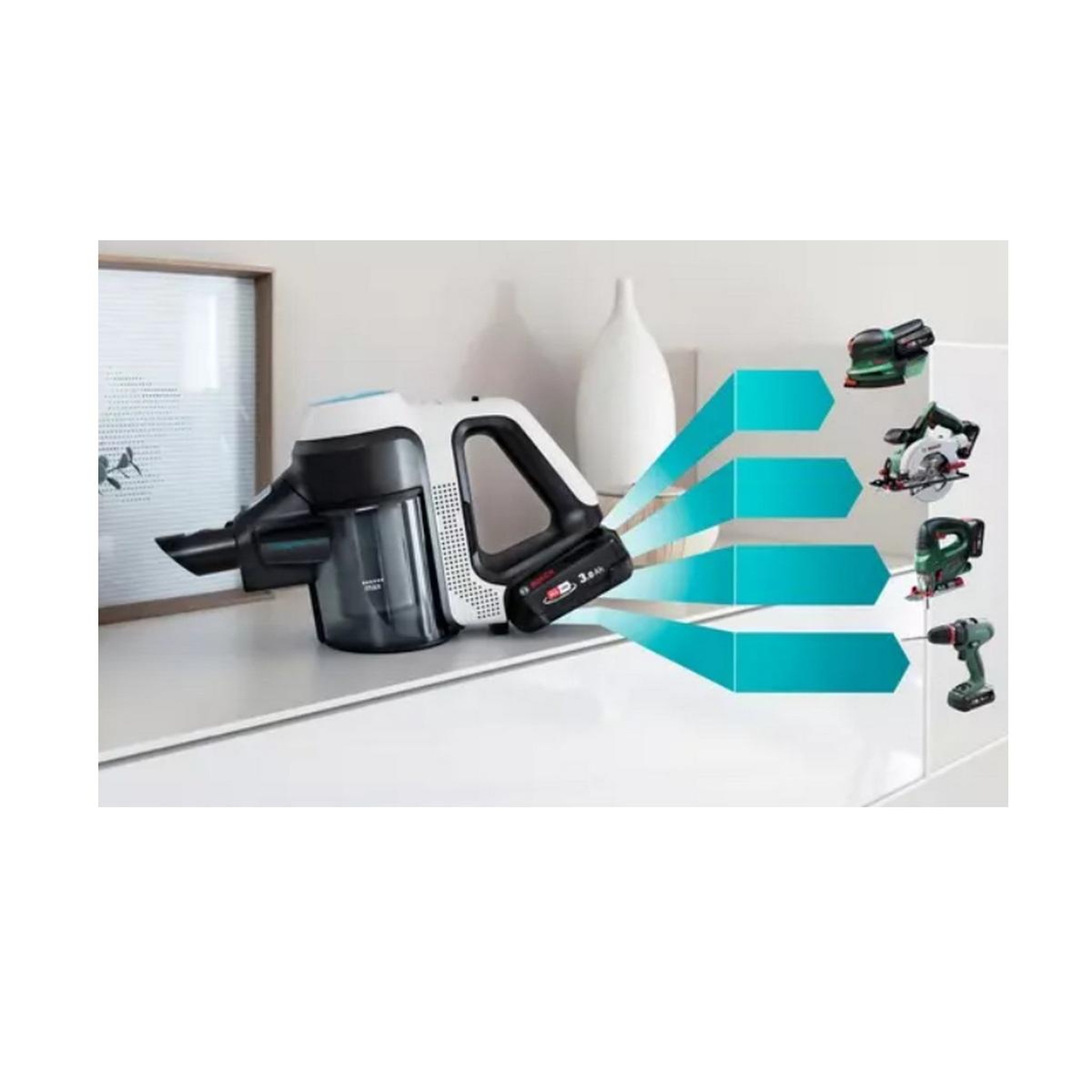 Voir la diapositive 6 : BOSCH Aspirateur balai rechargeable 18v blanc - bcs71hyg1