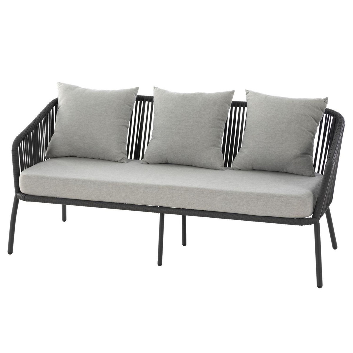 HESPERIDE Salon de jardin design mailles Dadia - 5 Places - Ivoire et gris