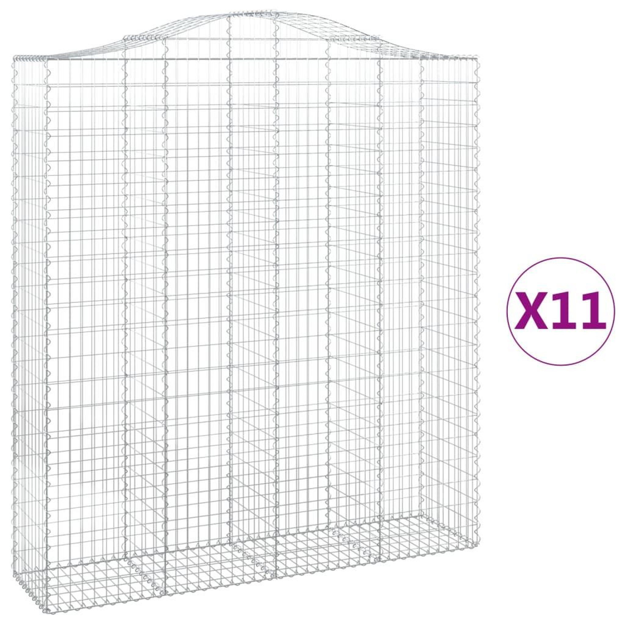 Voir la diapositive 2 : VIDAXL Paniers a gabions arques 11 pcs 200x50x220/240 cm Fer galvanise