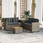 VIDAXL Canape de jardin avec table et coussins en forme de L gris
