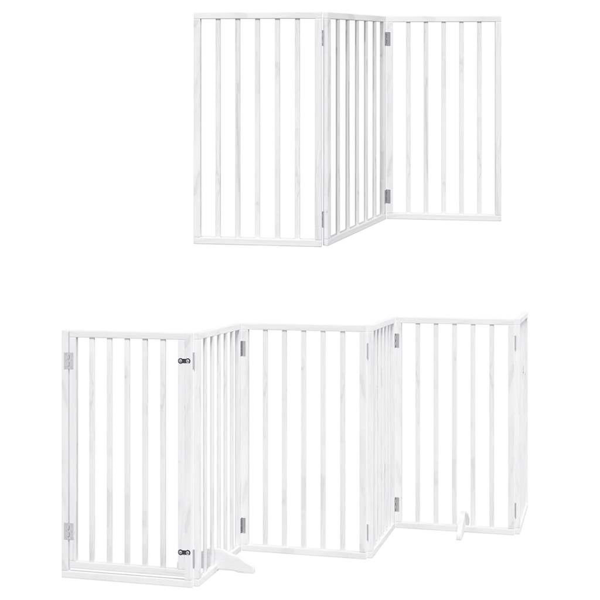 Voir la diapositive 3 : VIDAXL Barriere pour chien porte pliable 9panneaux blanc bois peuplier