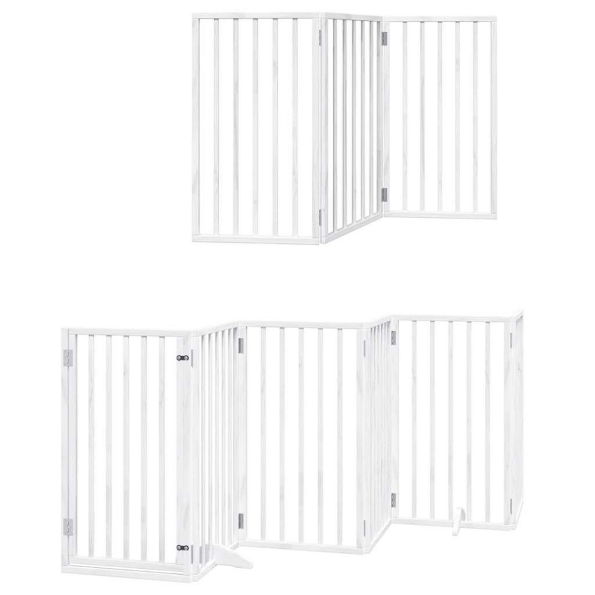 VIDAXL Barriere pour chien porte pliable 9panneaux blanc bois peuplier