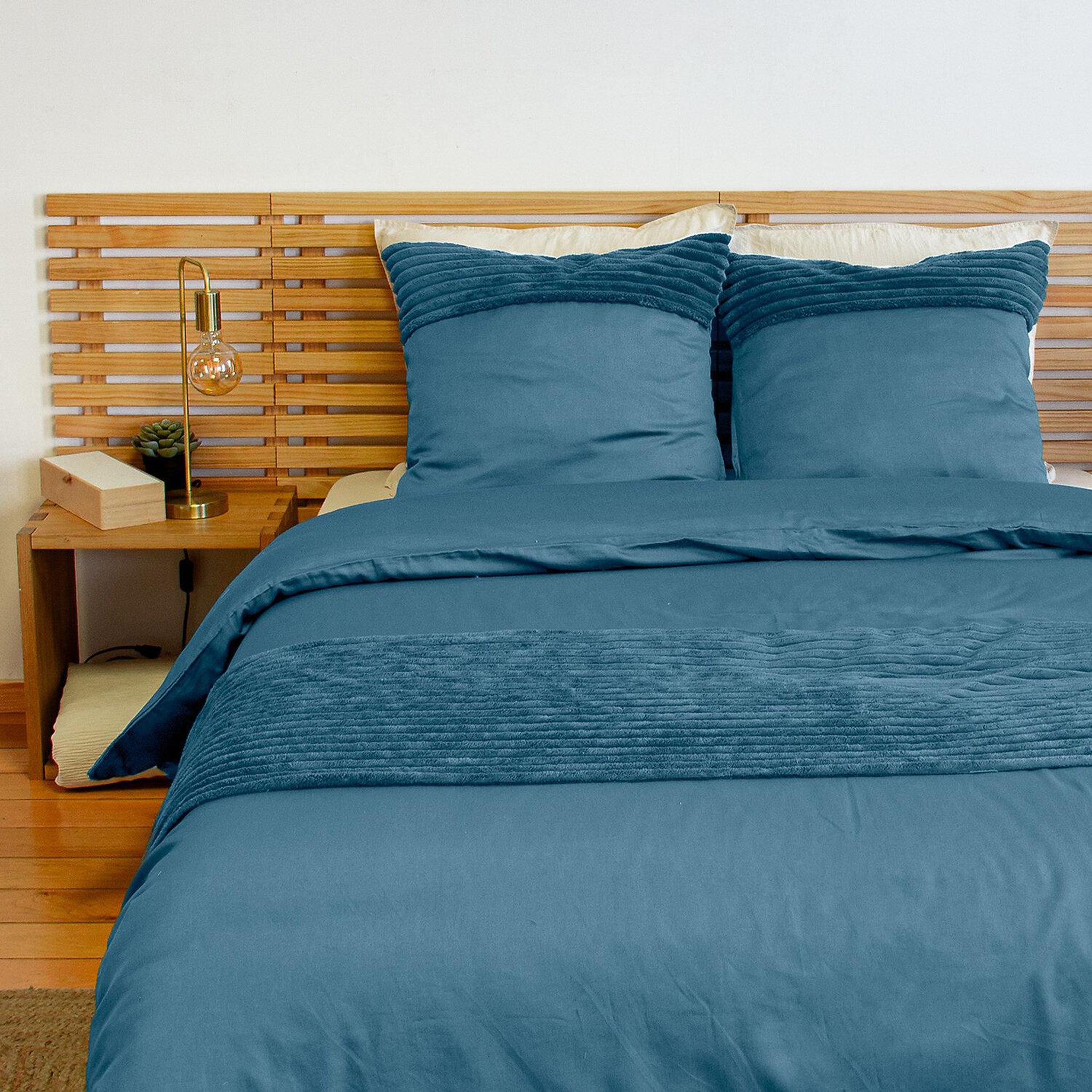 Voir la diapositive 2 : Home collection Parure housse de couette microfibre et velour