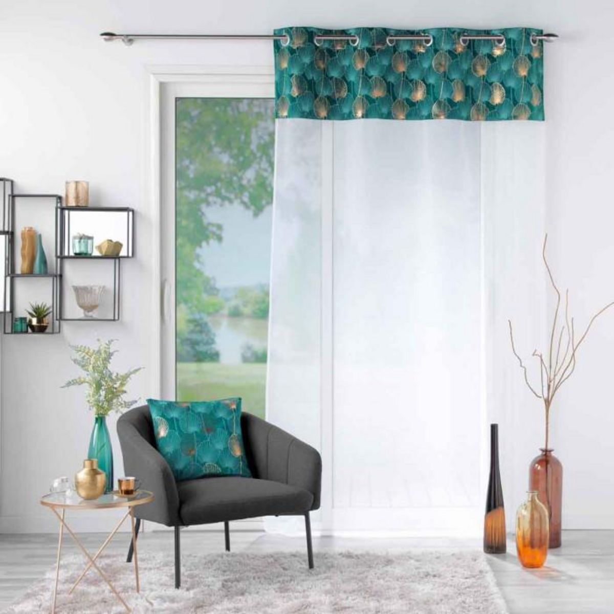 Paris Prix Rideau Voilage à Œillets  Clairine  140x240cm Émeraude