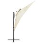 Voir la diapositive 3 : VIDAXL Parasol de jardin en porte-a-faux a double toit Sable 250x250cm
