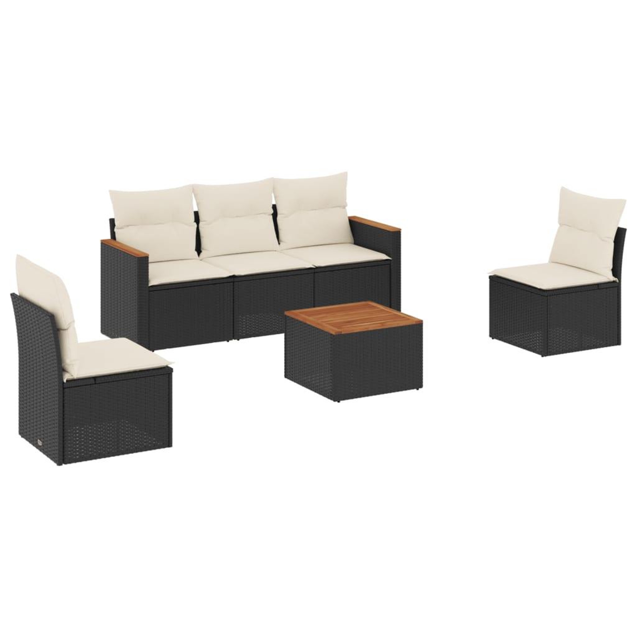 Voir la diapositive 2 : VIDAXL Salon de jardin 6 pcs avec coussins noir resine tressee