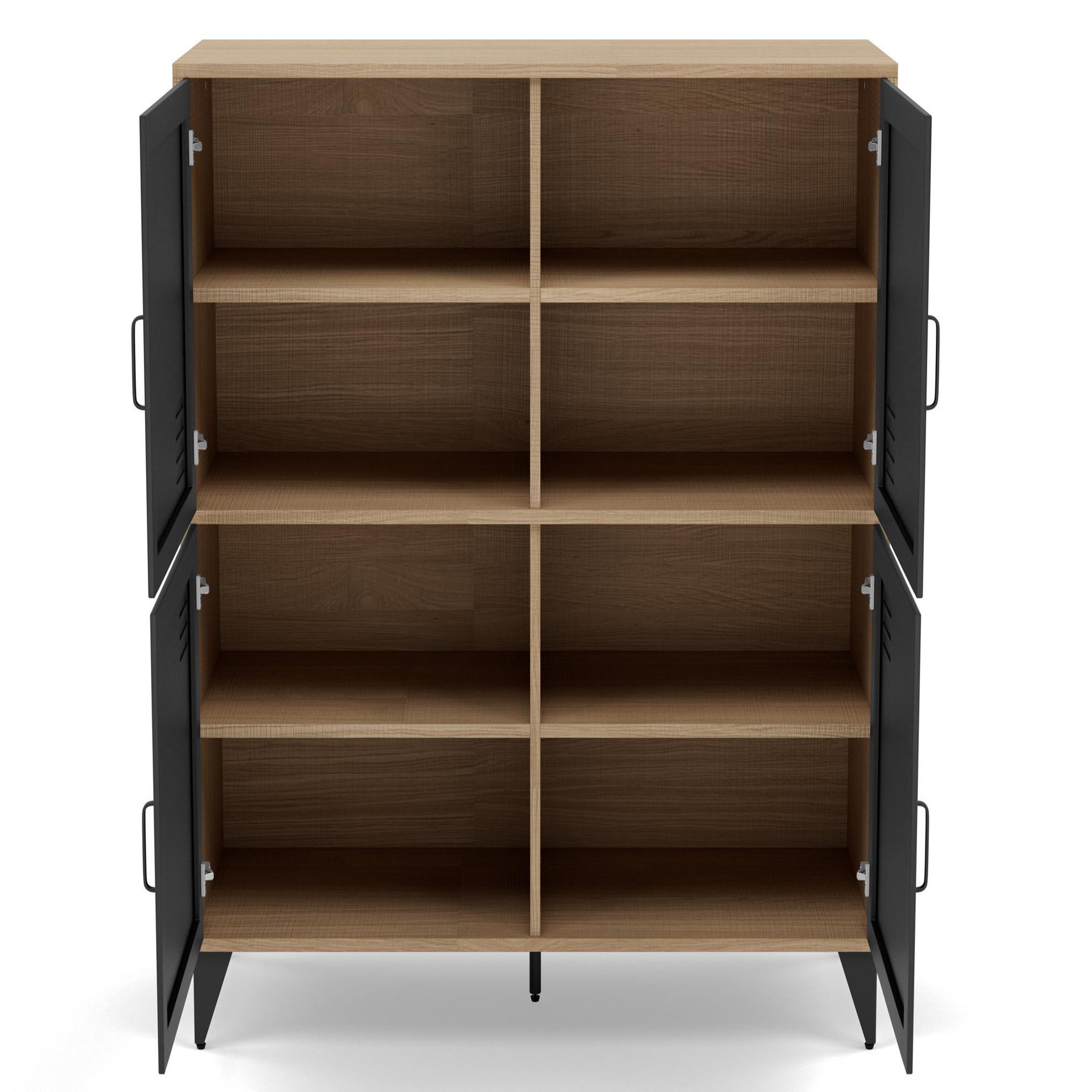 Voir la diapositive 5 : BEST MOBILIER Tribeca - buffet haut - effet bois et métal noir - 2 portes - 100x112 cm