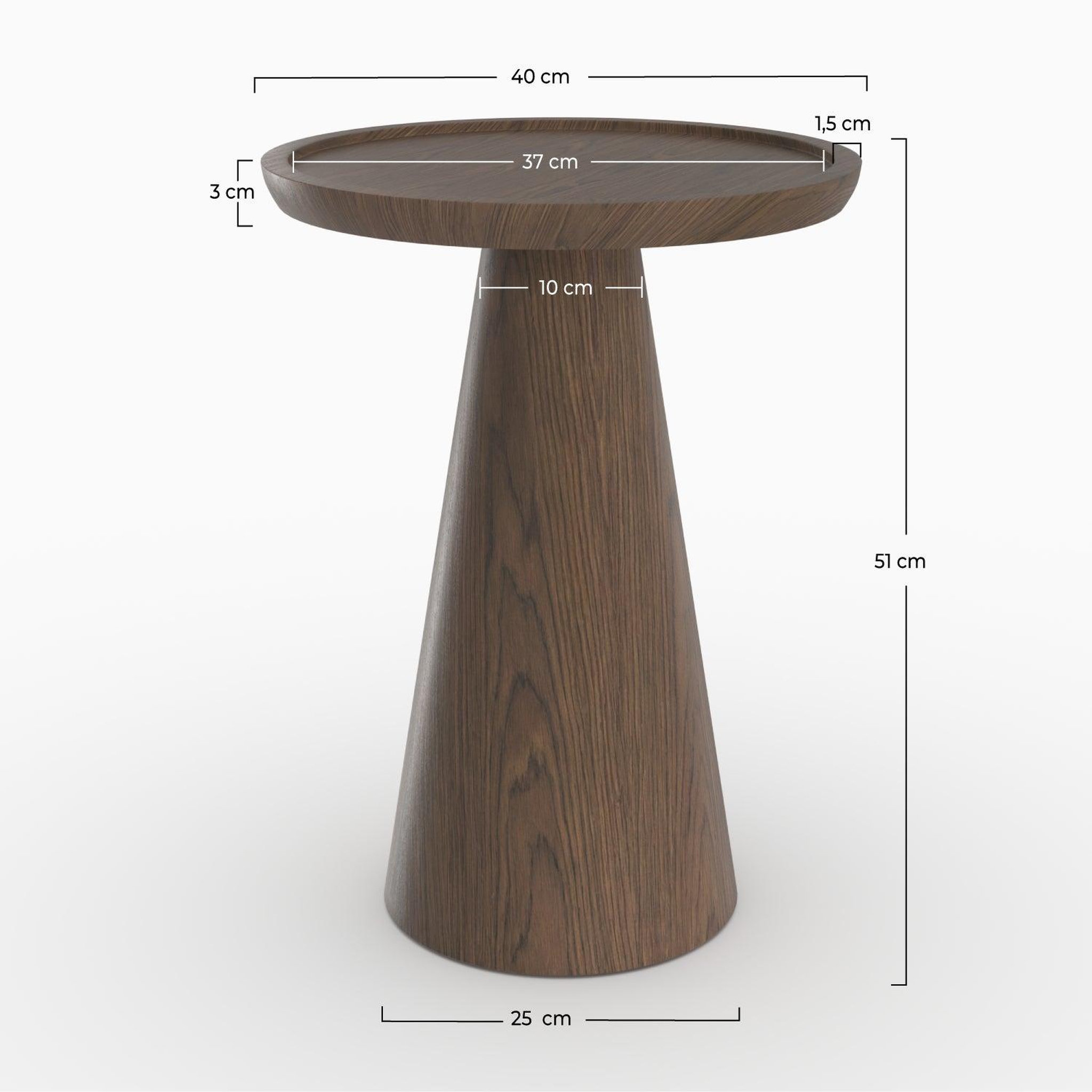 Voir la diapositive 4 : MAISON PAVANE Table d'appoint en placage noyer, d40 cm-côme