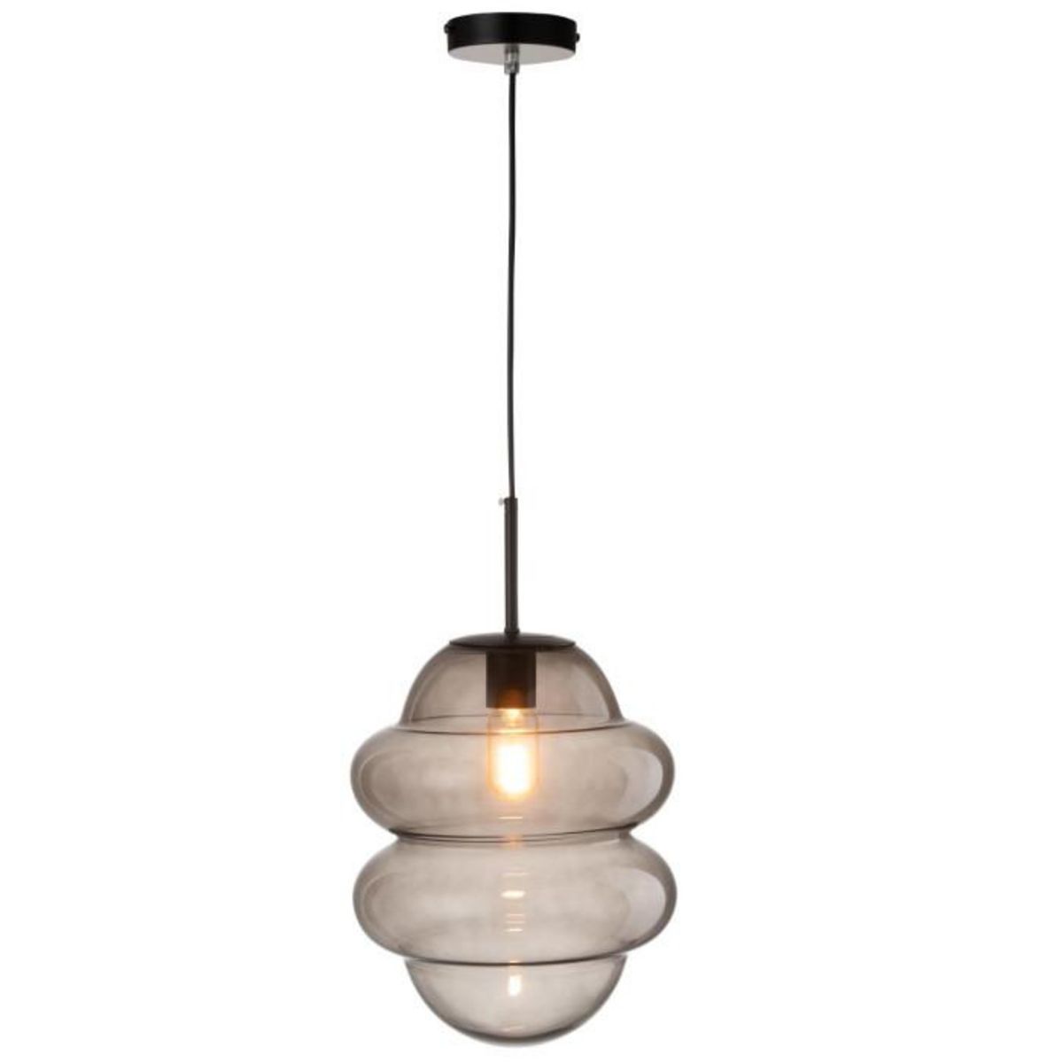 Paris Prix Lampe Suspension en Verre  Cuillere Miel  160cm Gris