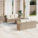 VIDAXL Salon de jardin avec coussins 7 pcs beige resine tressee