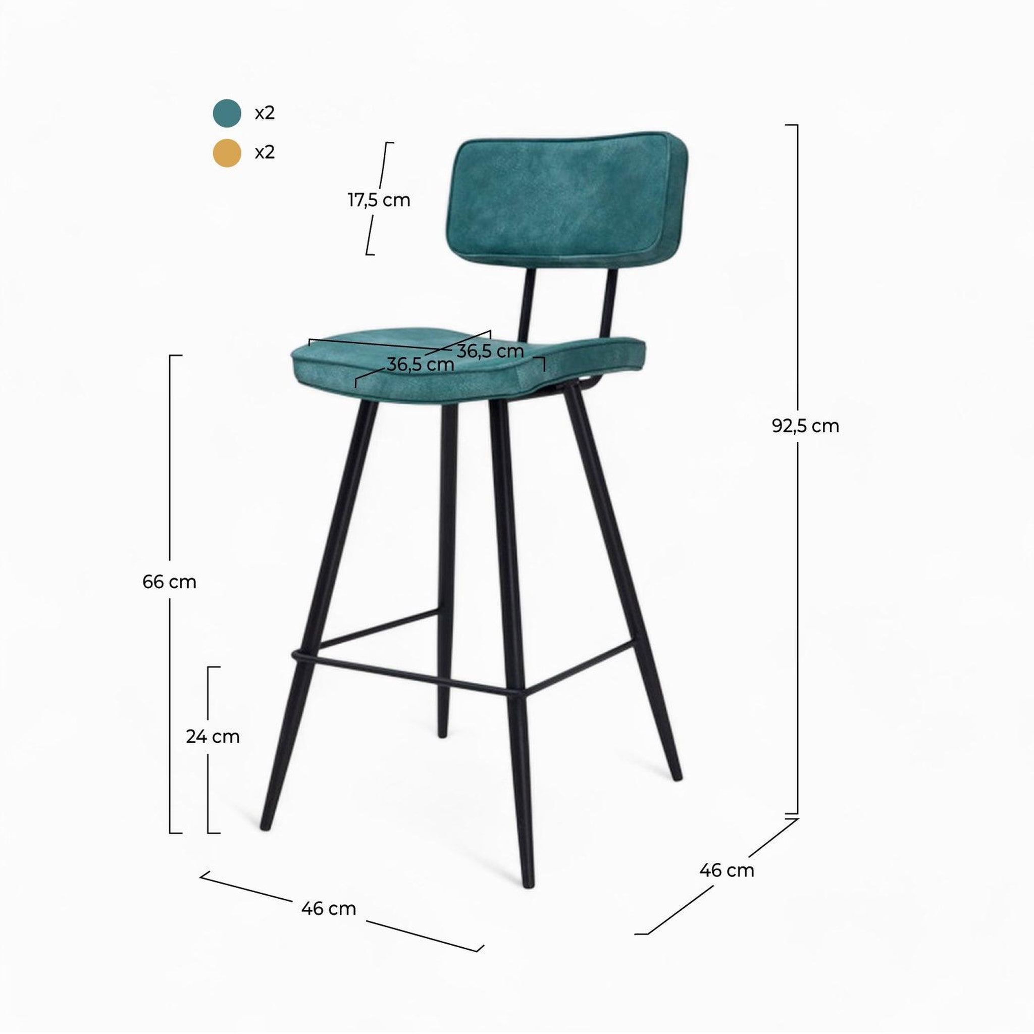 Voir la diapositive 4 : MAISON PAVANE Pack 4 chaises pour îlot central bleues et jaunes 66 cm-texas