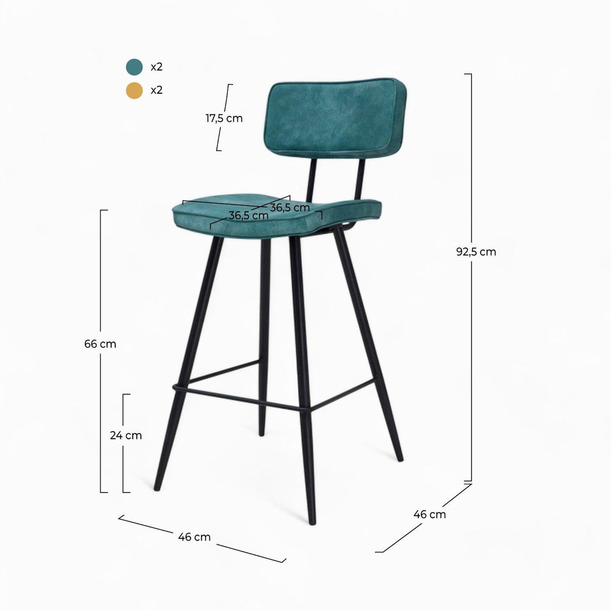 MAISON PAVANE Pack 4 chaises pour îlot central bleues et jaunes 66 cm-Texas