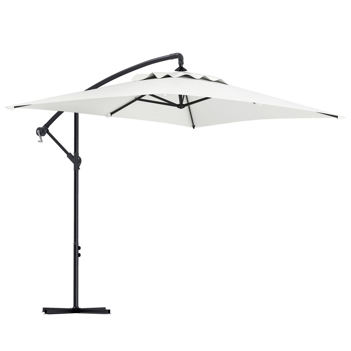 OUTSUNNY Parasol déporté rectangulaire dim. 294L x 193l x 250H cm pied en croix crème