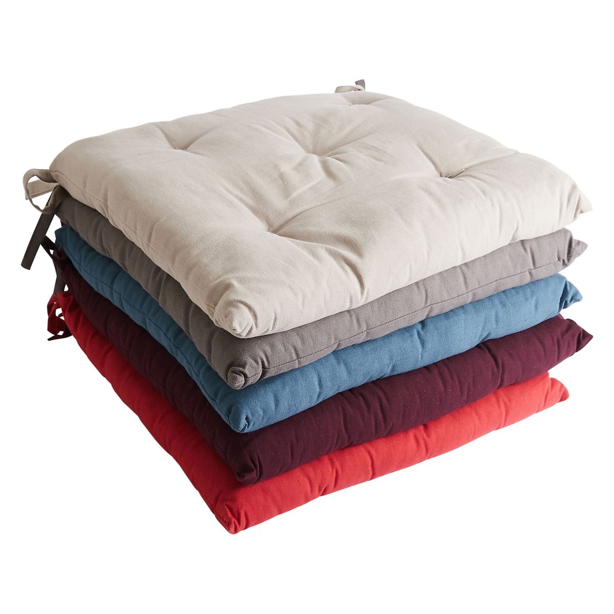 ACTUEL Galette de chaise matelassée 5 points avec nouettes en coton 