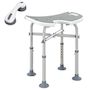 Voir la diapositive 1 : HOMCOM Tabouret de douche - siège de douche avec barre d'appui ventouse - hauteur réglable - alu HDPE gris blanc
