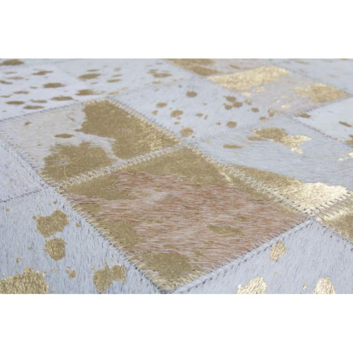 Paris Prix Tapis en Cuir Effet Mosaïque  Lavish  Ivoire & Or