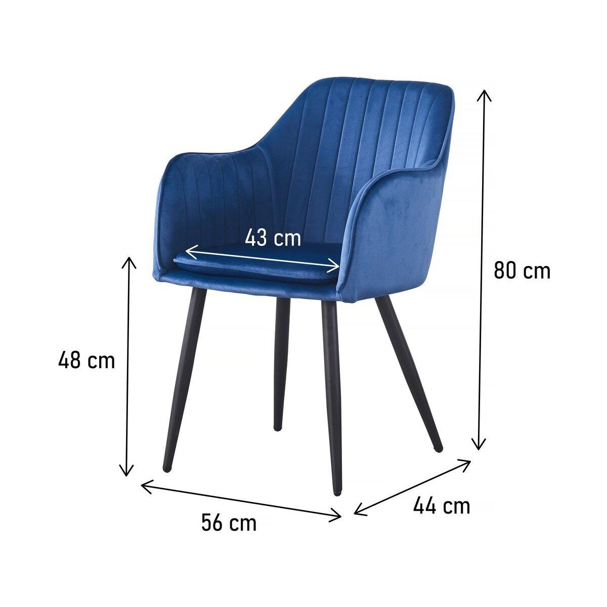 Habitat et Jardin Lot de 2 chaises  Velma  en velours avec accoudoirs - Bleu