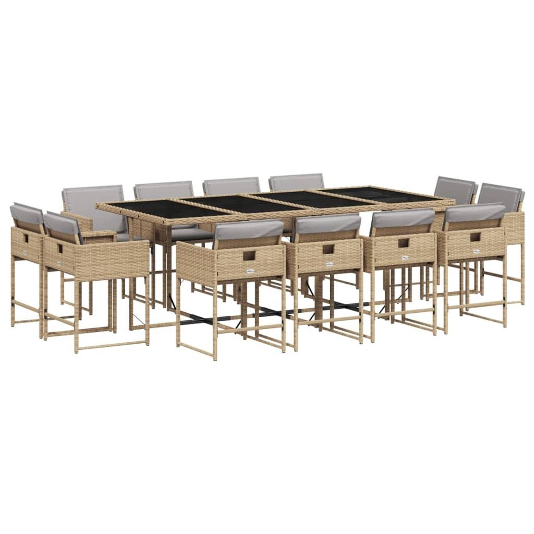Voir la diapositive 2 : VIDAXL Ensemble a manger de jardin coussins 13 pcs melange beige rotin