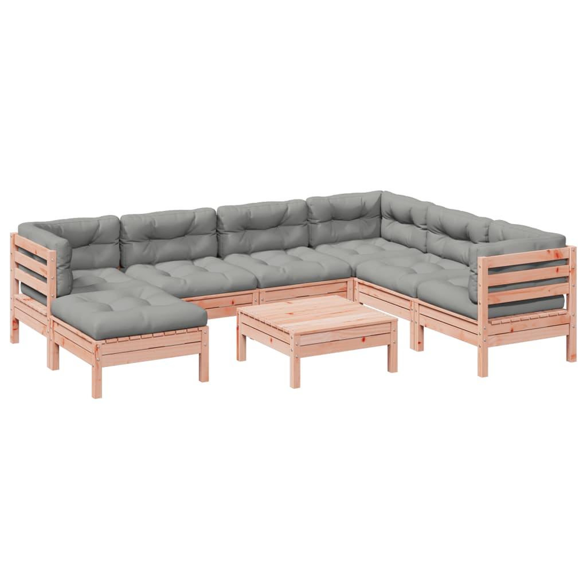 Voir la diapositive 2 : VIDAXL Salon de jardin 8 pcs avec coussins sapin douglas solide