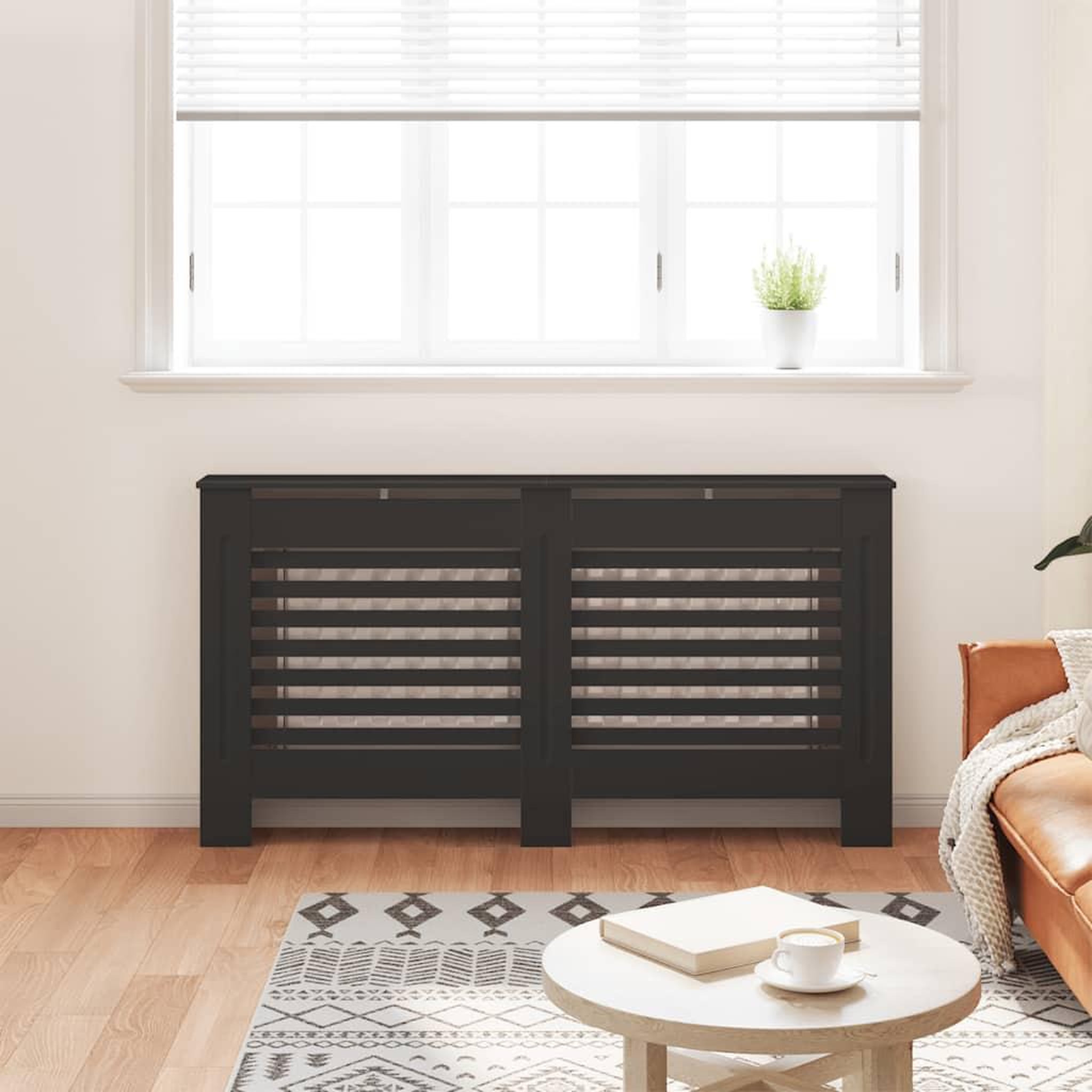 Voir la diapositive 3 : VIDAXL Cache-radiateur noir 152x19x81,5 cm MDF