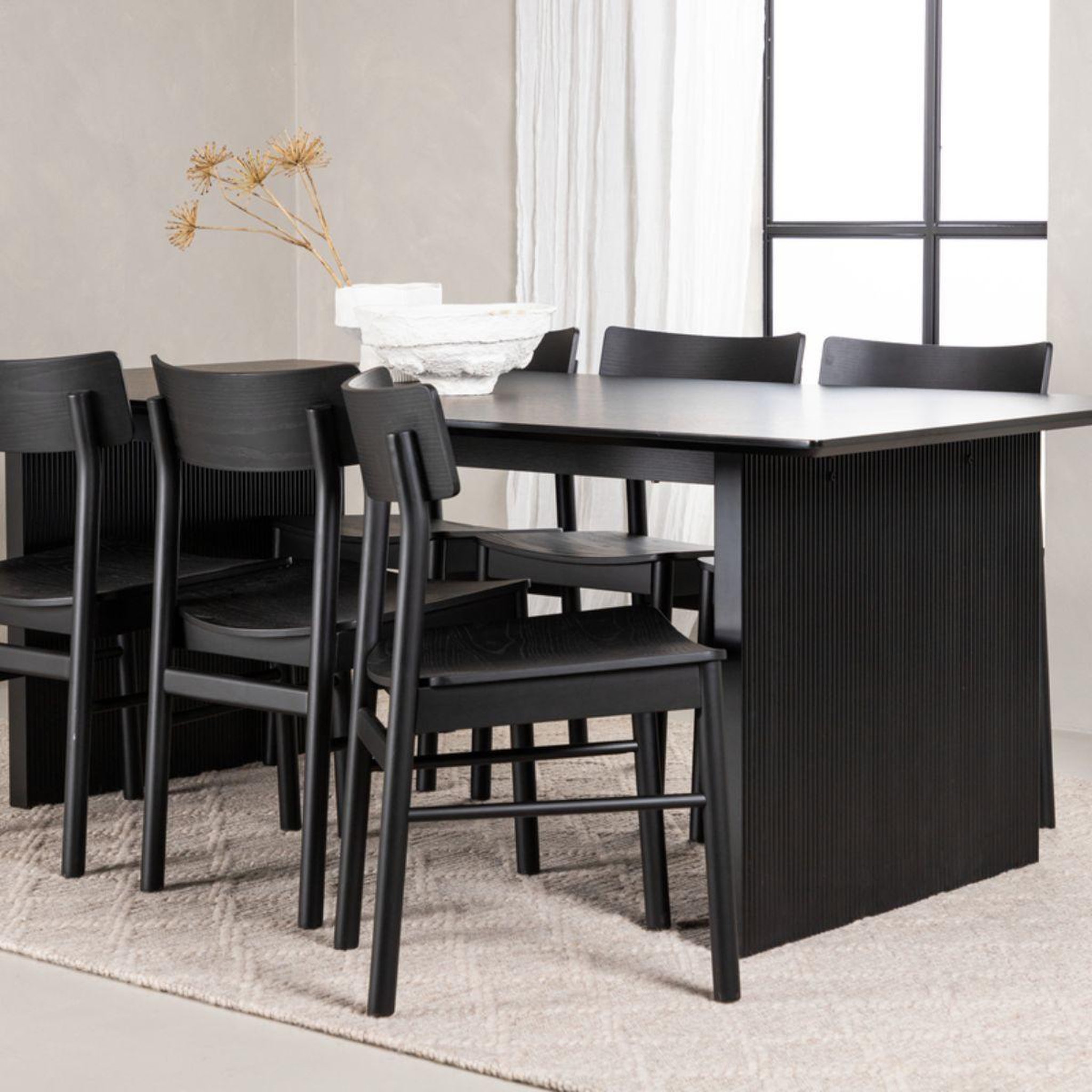 Voir la diapositive 6 : Paris Prix Ensemble table à manger & 6 chaises  vail & montros  200cm noir