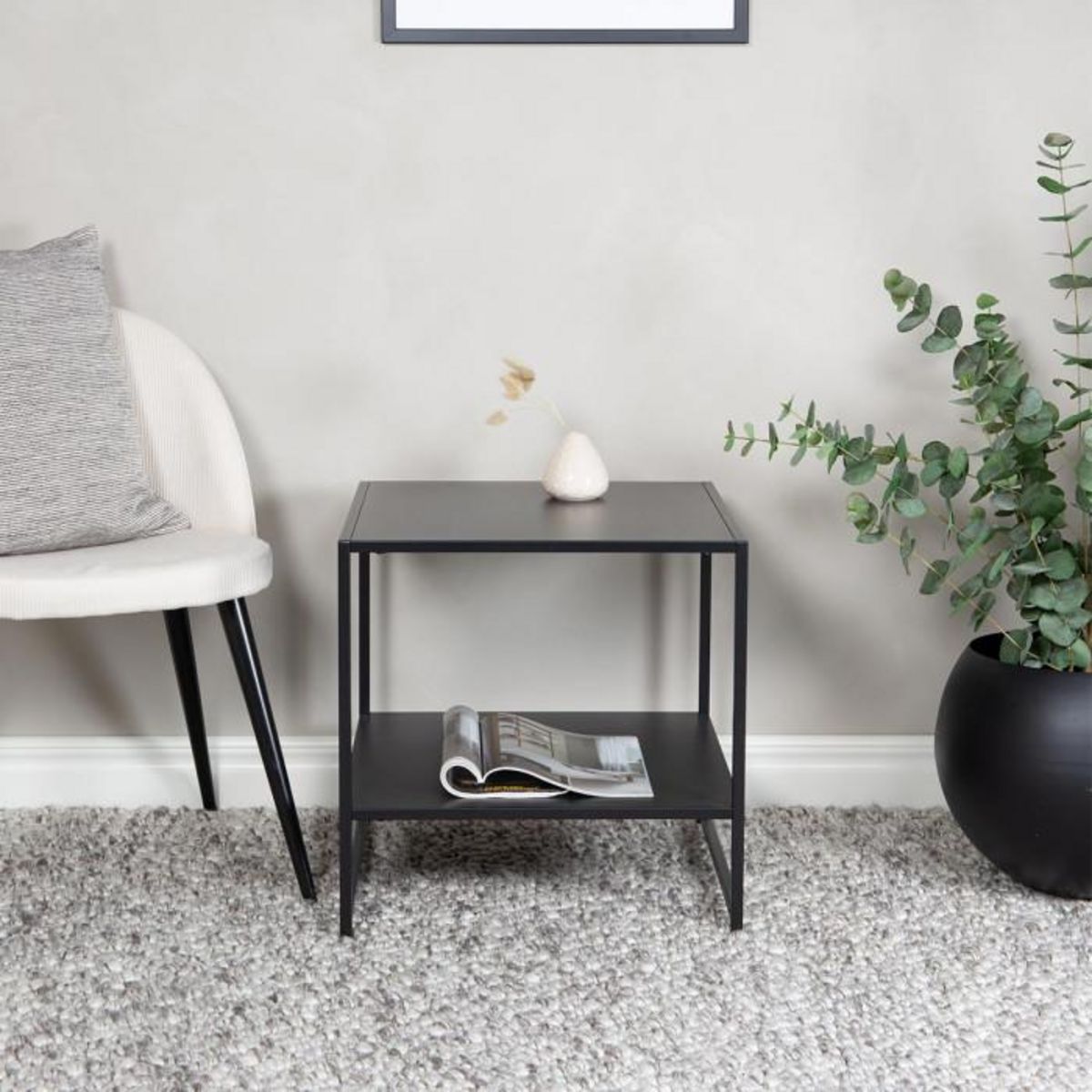 Paris Prix Table d'Appoint Avec Étagère  Staal  50cm Noir