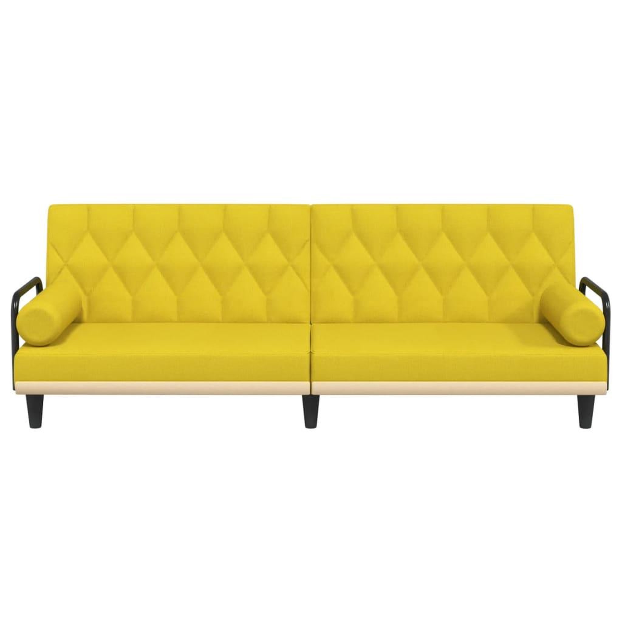 Voir la diapositive 4 : VIDAXL Canape-lit avec accoudoirs jaune clair tissu
