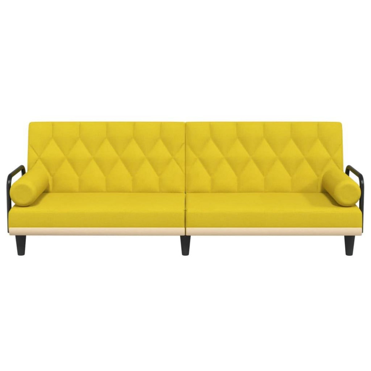 VIDAXL Canape-lit avec accoudoirs jaune clair tissu