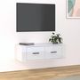 Voir la diapositive 1 : VIDAXL Meuble TV suspendu Blanc brillant 80x36x25 cm Bois d'ingenierie
