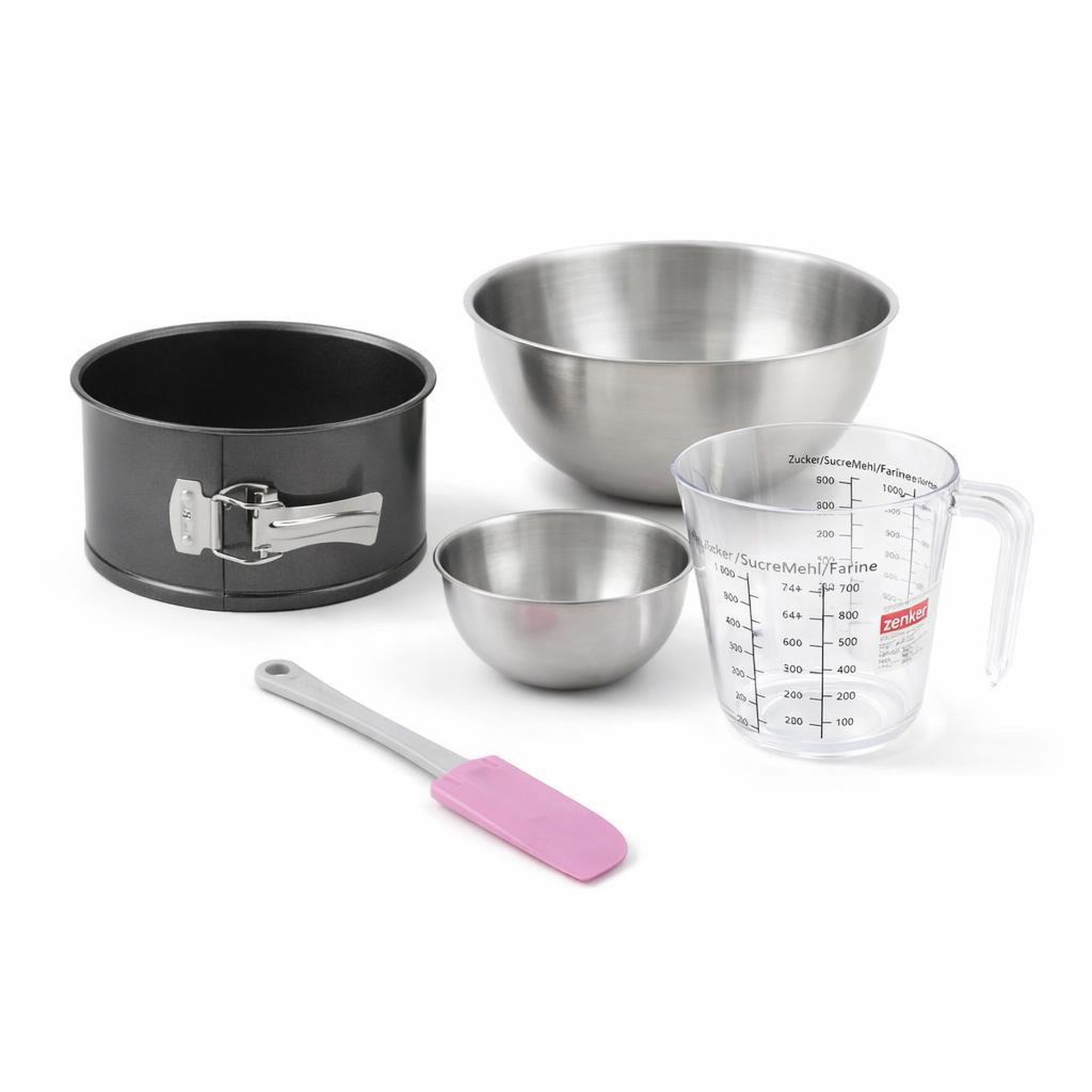 ZENKER Set de 5 ustensiles de pâtisserie moule à gâteaux bols spatule et verre doseur black mettallic black mettallic zenker  black mettallic