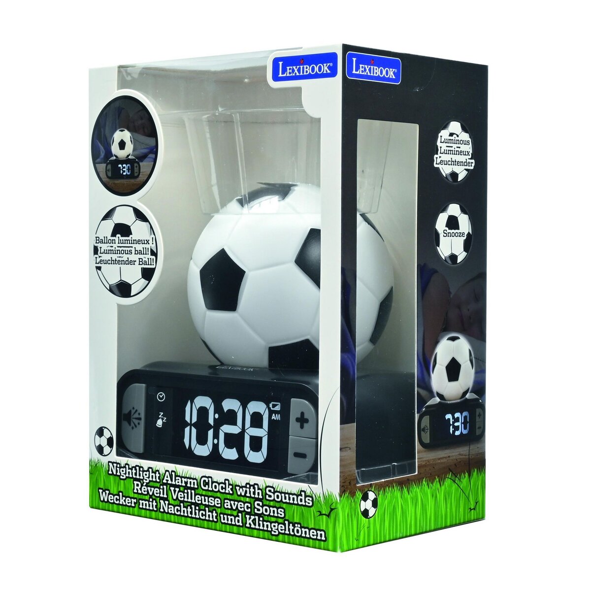 Lexibook Réveil avec veilleuse Ballon de football en 3D