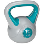 HOMCOM Kettlebell 10 Kg - haltère boule - poignée ergonomique - PU gris bleu