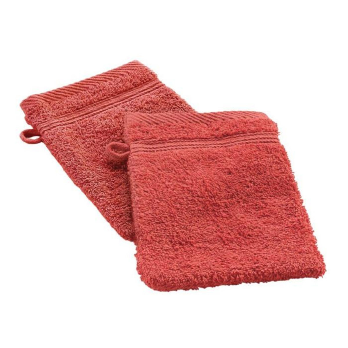 Paris Prix Lot de 2 Gants de Toilette  Tendresse  15x21cm Terracotta