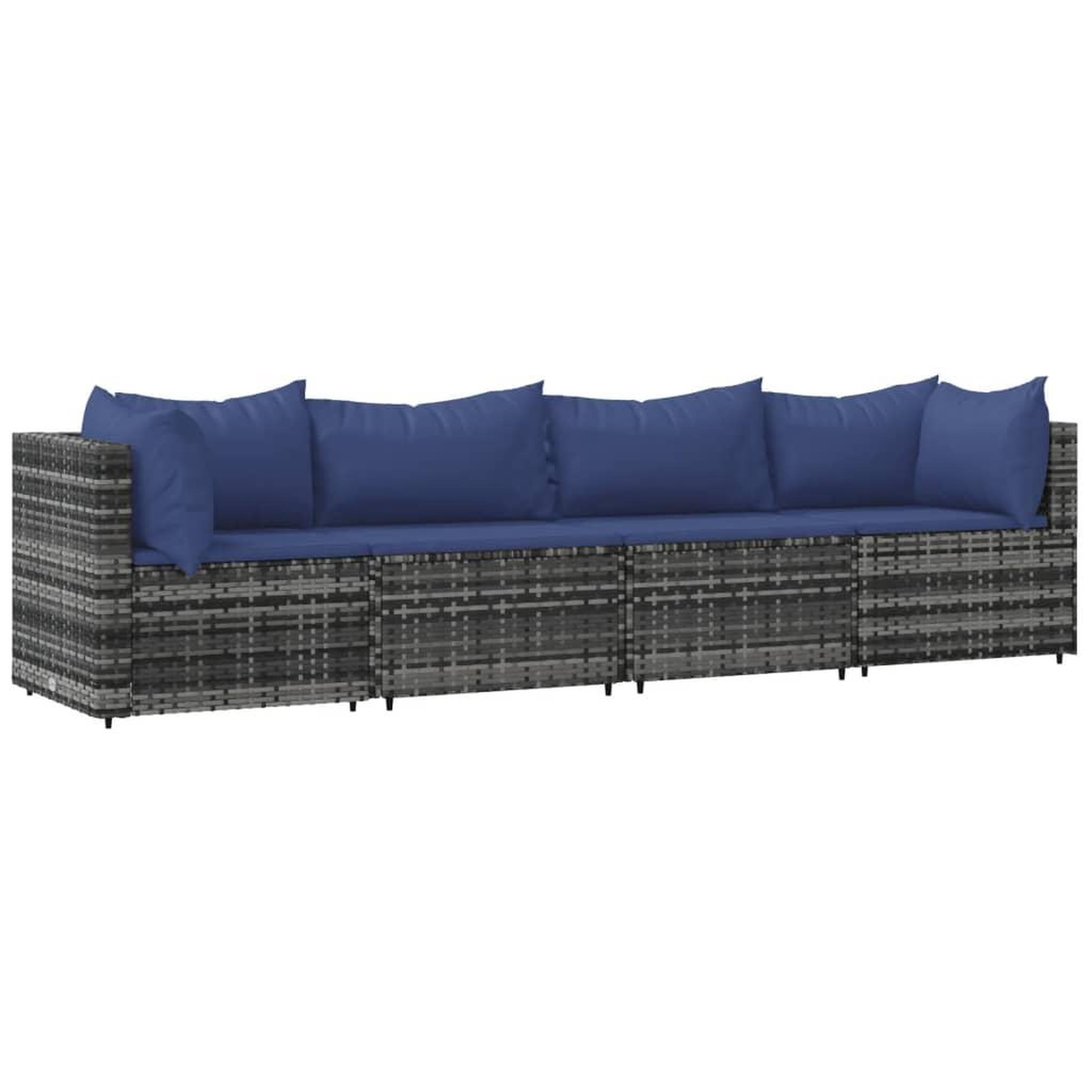 Voir la diapositive 2 : VIDAXL Salon de jardin 4 pcs avec coussins Gris Resine tressee