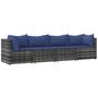 Voir la diapositive 2 : VIDAXL Salon de jardin 4 pcs avec coussins Gris Resine tressee