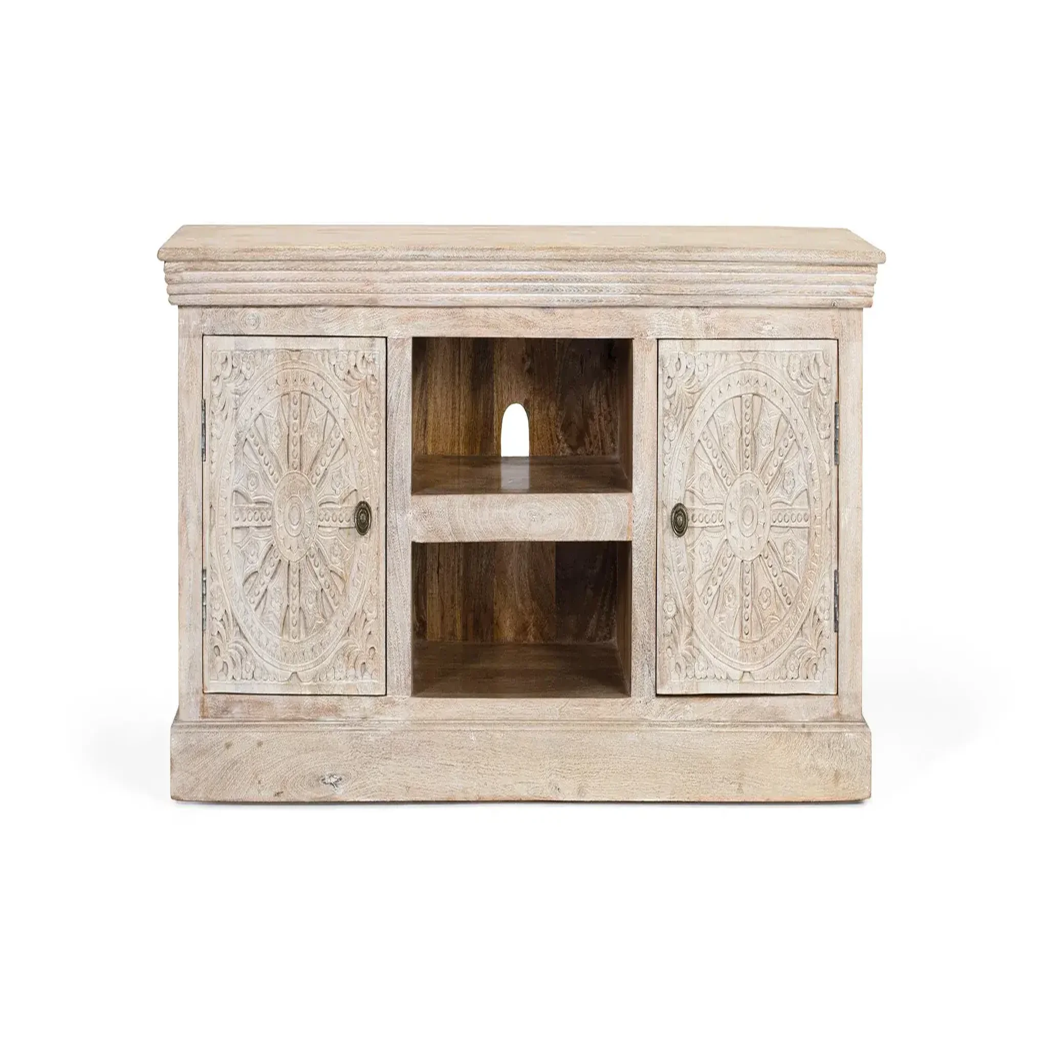 GINER Y COLOMER SL Meuble tv en bois de manguier 152 cm style ethnique colonial sculpté