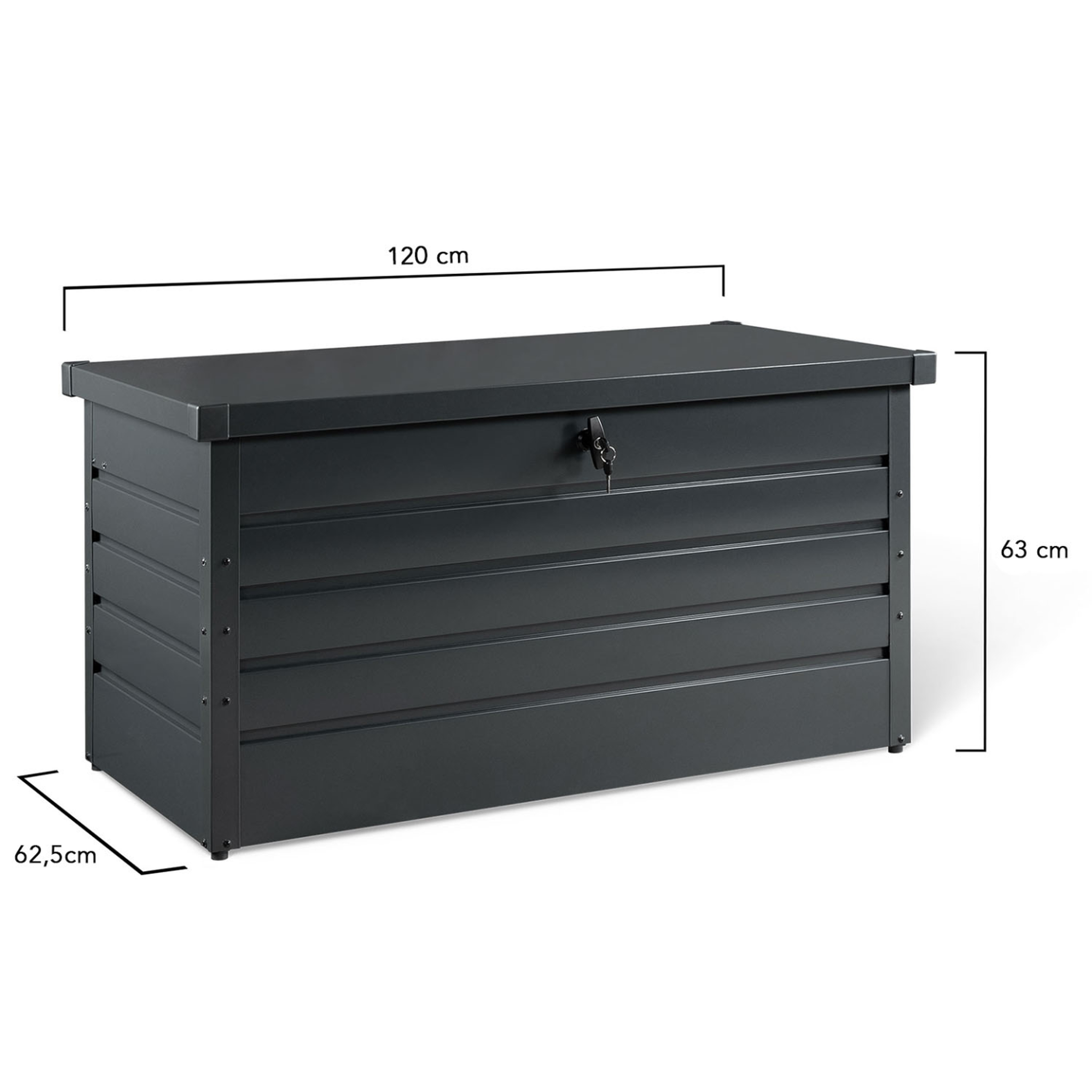 Voir la diapositive 5 : ID MARKET Coffre de rangement métal verrouillable gris anthracite pour jardin 350l 120x62,5x63 cm