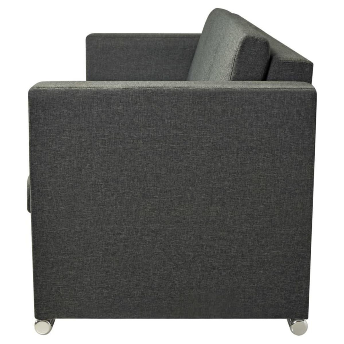 VIDAXL Canape a 3 places Tissu Gris fonce