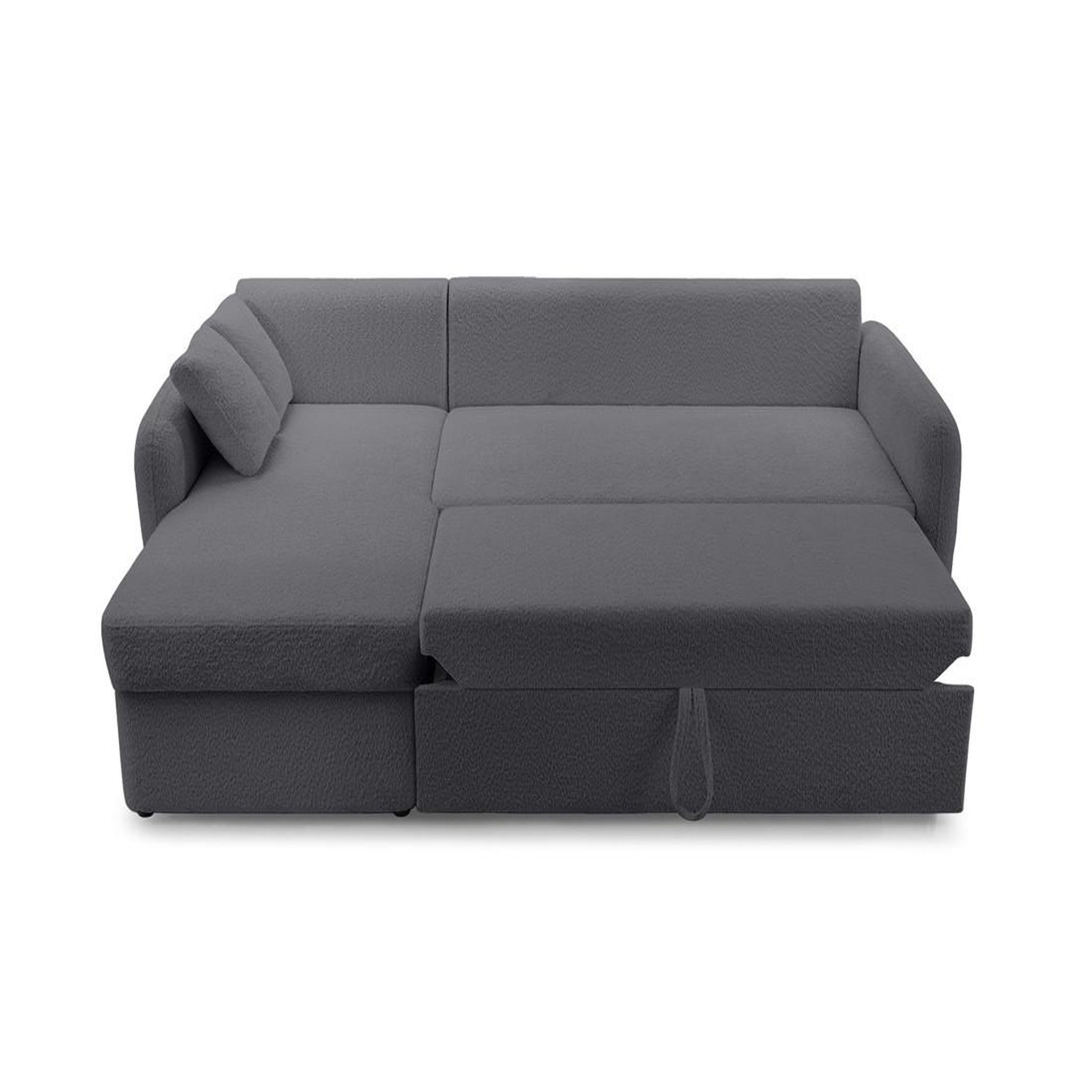 Voir la diapositive 3 : BEST MOBILIER Pocatello - canapé d'angle réversible 4 places - convertible avec coffre - en tissu bouclette