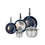 ELO Ensemble de 3 Poêles de cuisson 20, 24 et 28 cm et 2 faitouts 12 et 20 cm Elo Prima Brillant