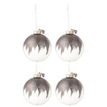 Paris Prix Lot de 4 Boules de Noël  Paillettes  12cm Gris