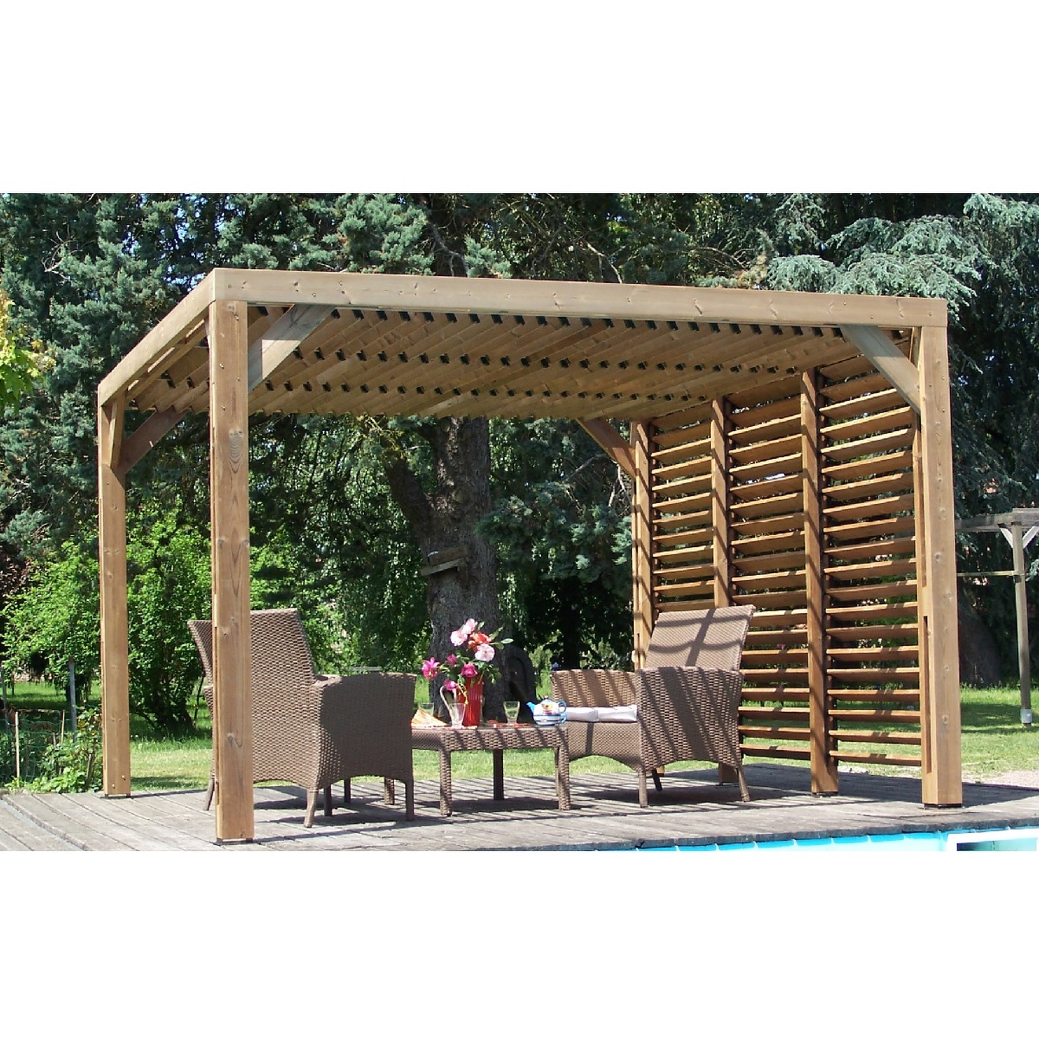 Voir la diapositive 2 : Kit ventelles côté pour la pergola en bois massif traité très haute température
