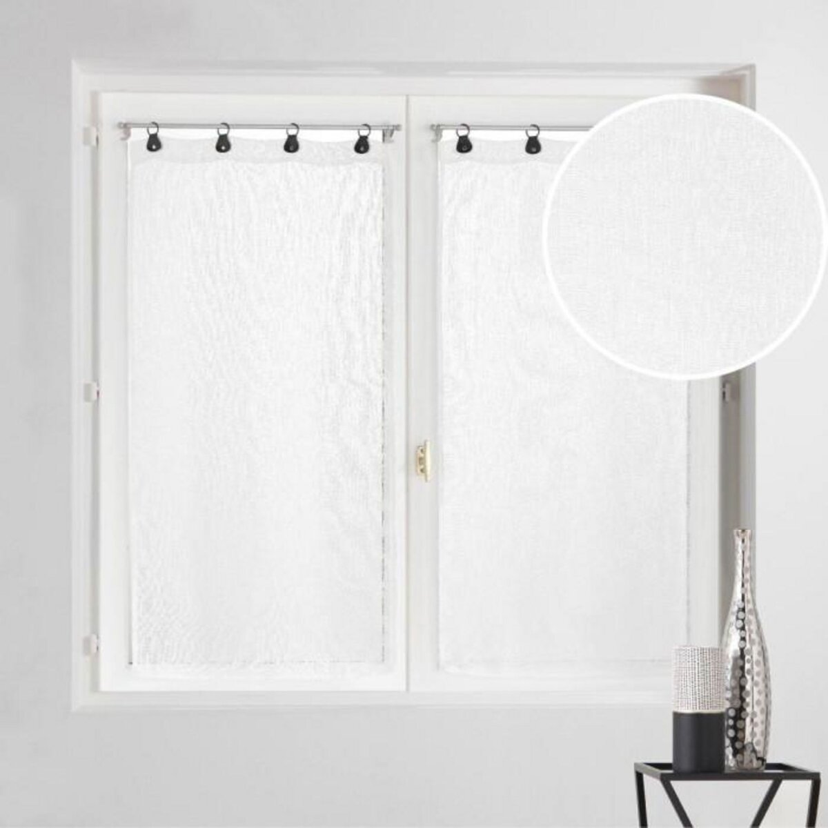 Paris Prix Paire de Voilages à Anneaux  Linka  60x120cm Blanc