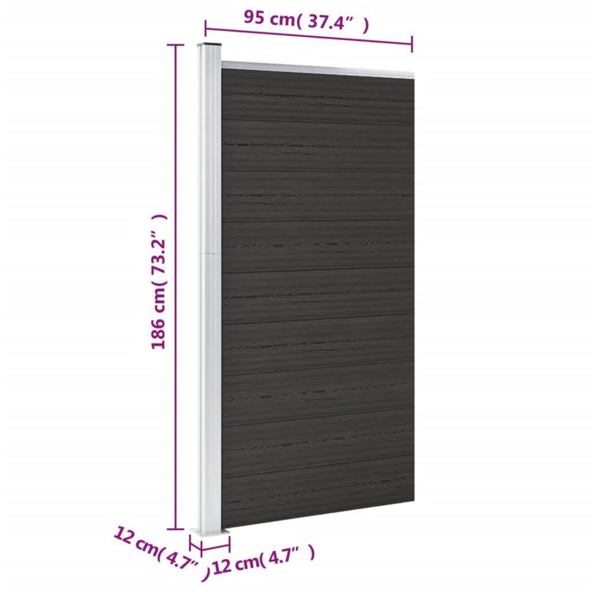 VIDAXL Panneau de cloture WPC 95x186 cm Noir