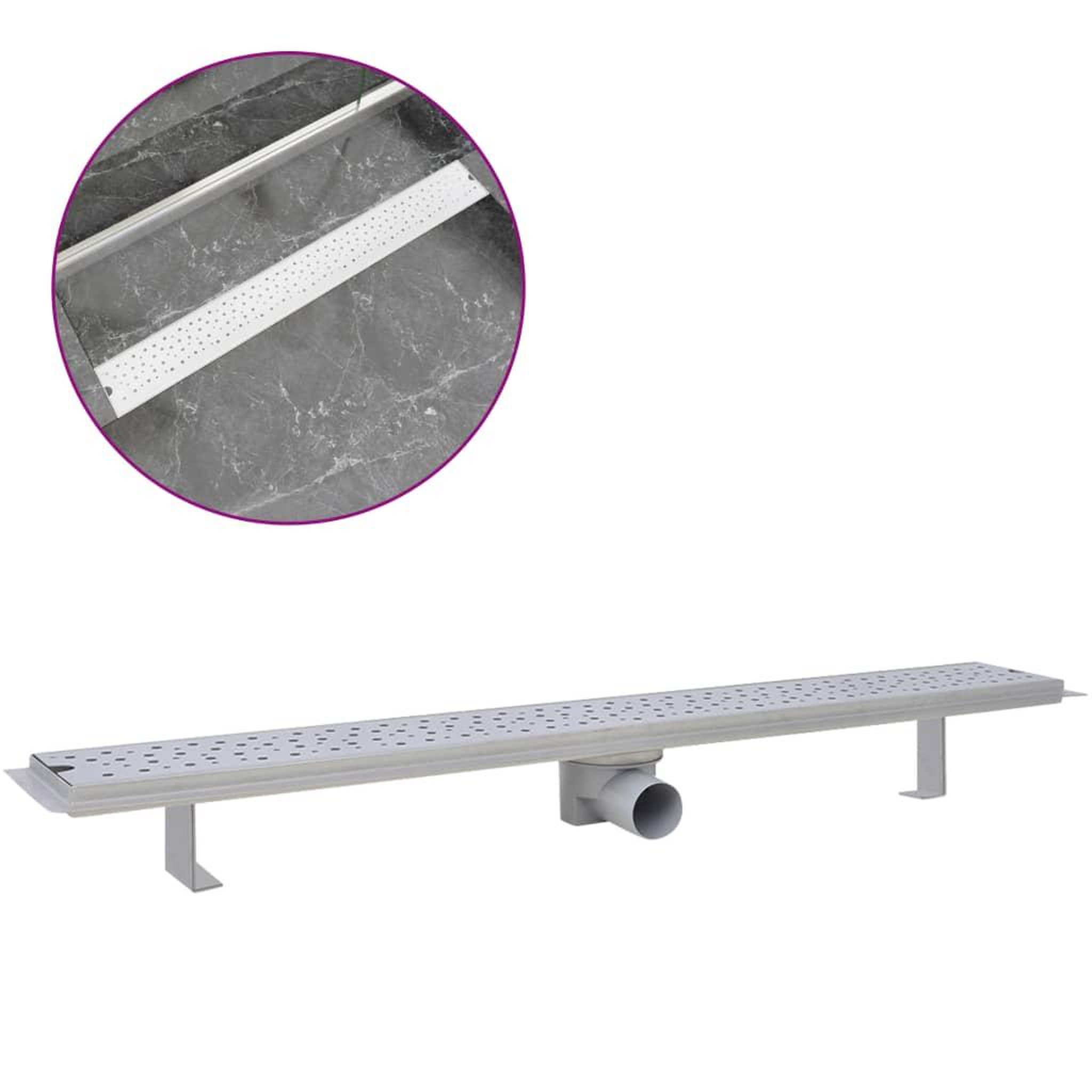 Voir la diapositive 2 : VIDAXL Drain de douche lineaire 930x140 mm acier inoxydable