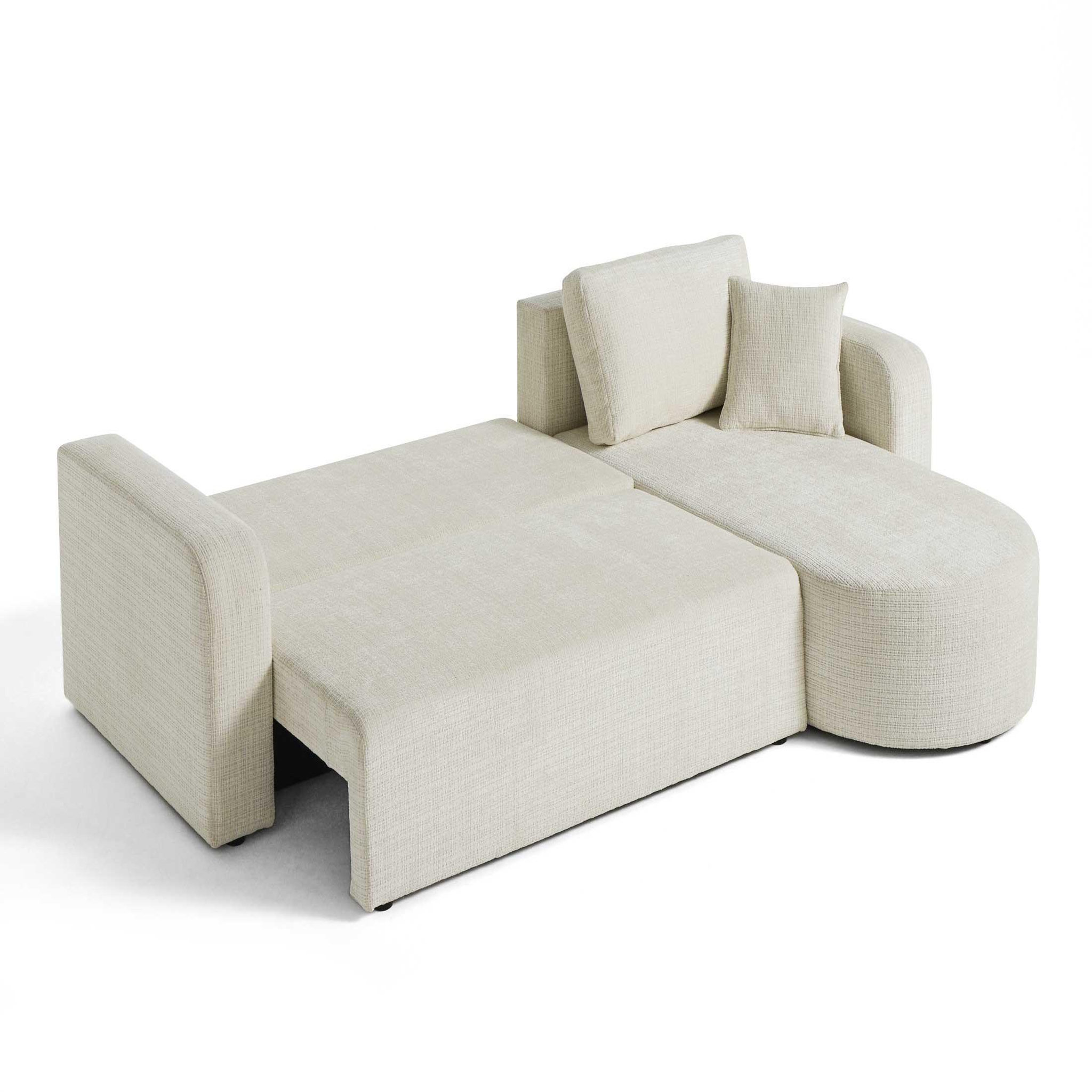 Voir la diapositive 2 : BEST MOBILIER Miro - canapé d'angle réversible - 4 places - convertible avec coffre - en velours texturé