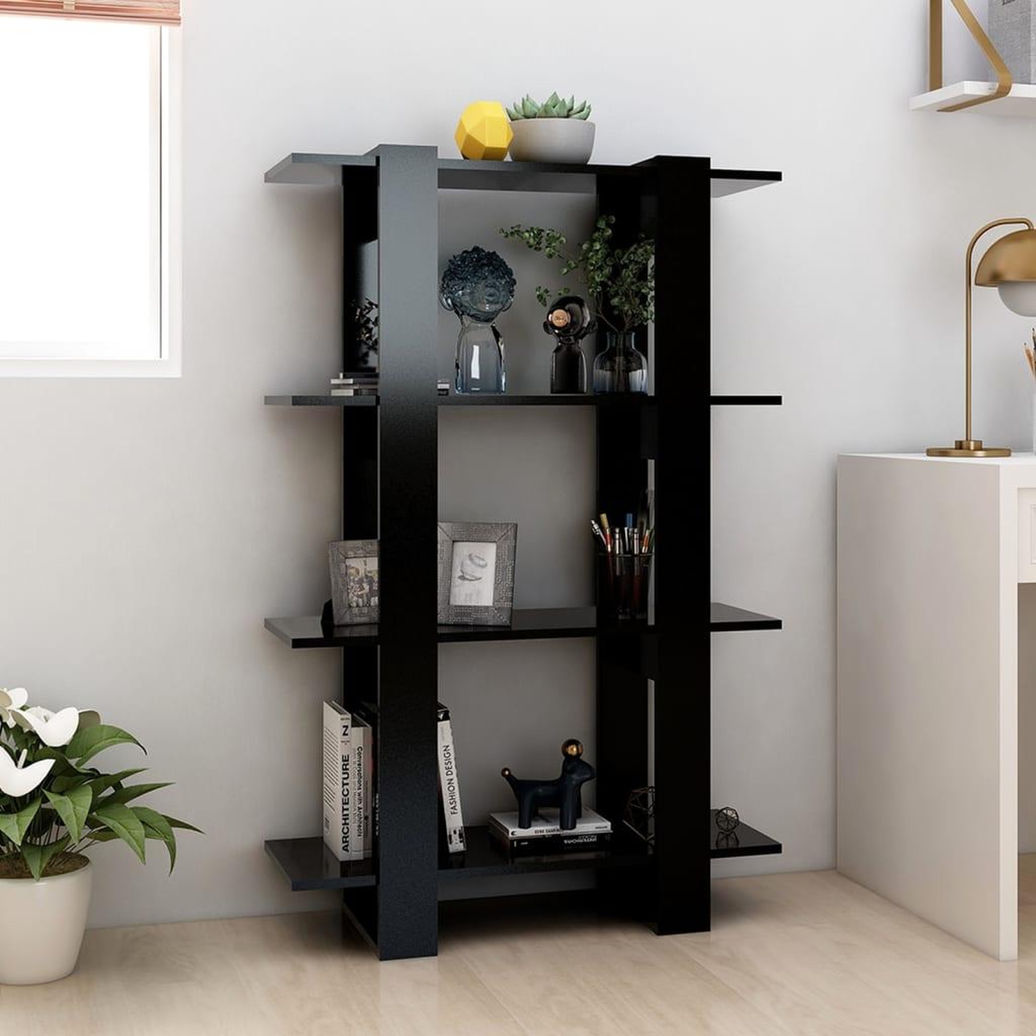Voir la diapositive 3 : VIDAXL Bibliotheque/Separateur de piece Noir 80x30x123,5 cm