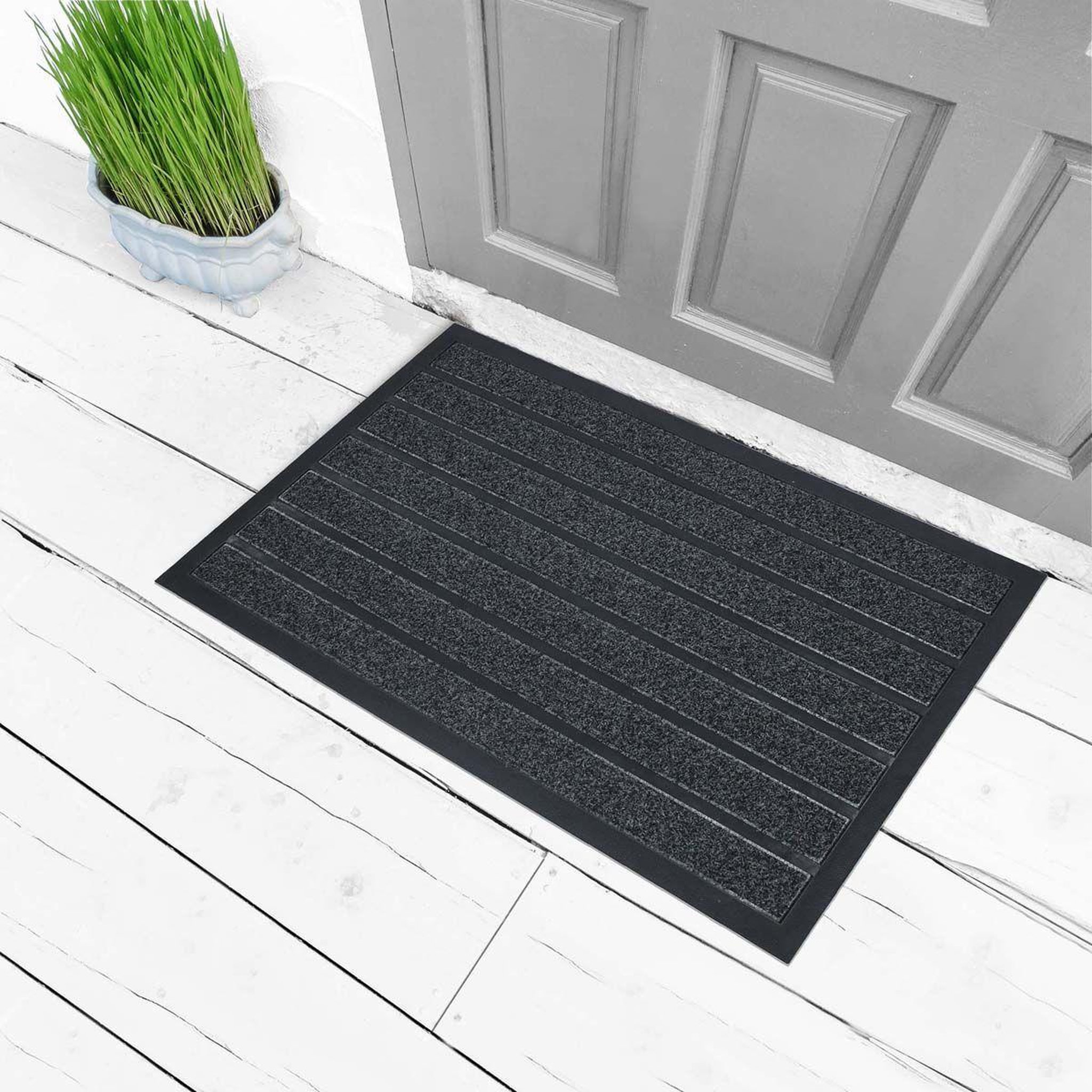 Voir la diapositive 2 : Douceur d'Intérieur Tapis d'Entrée  Marco  45x75cm Gris